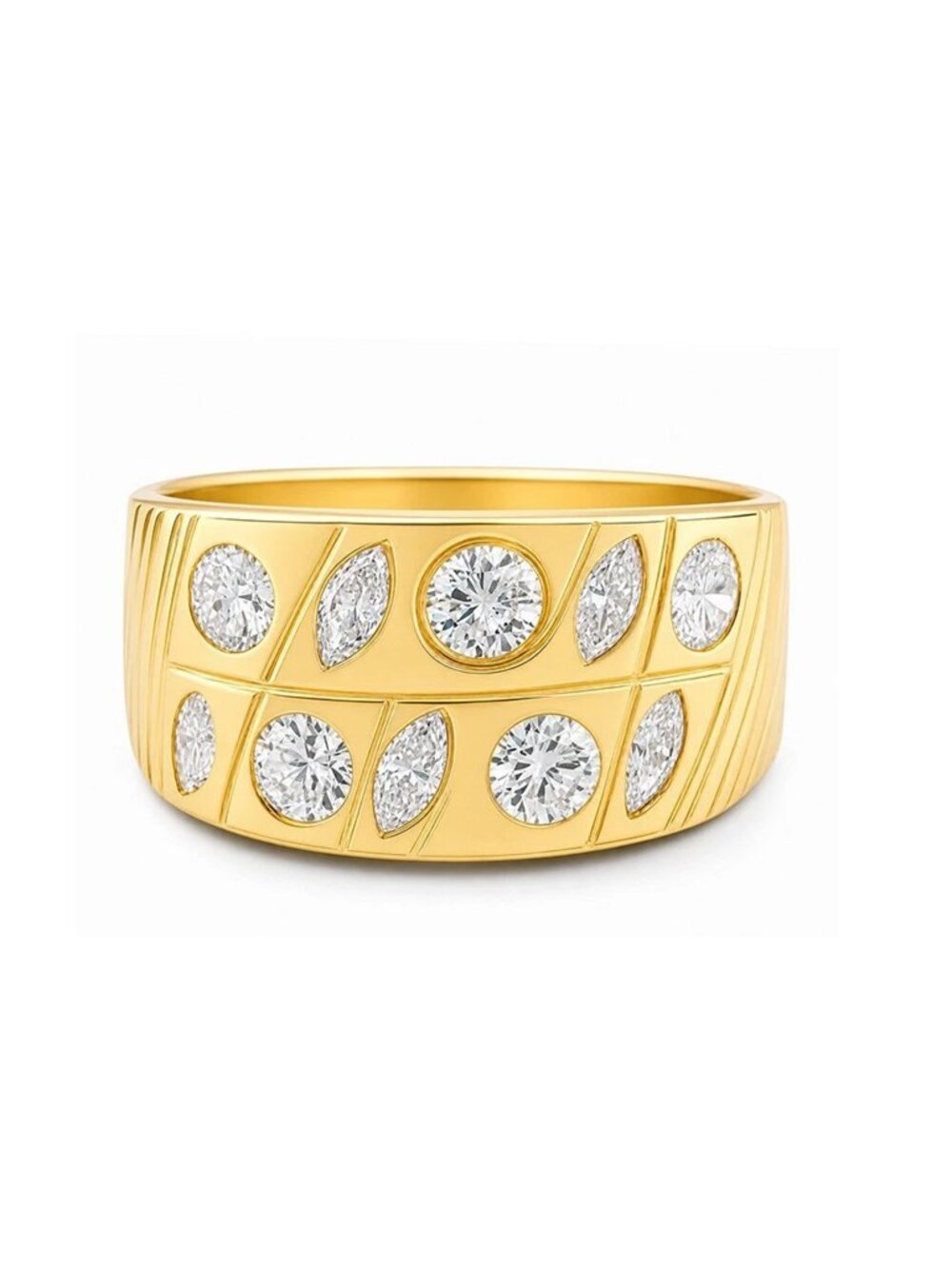 Genuine 1 CT Diamonds Ring 18k Yellow Gold